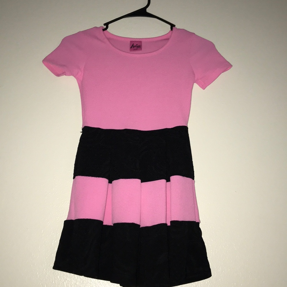 Pink with Black Stripped Dress